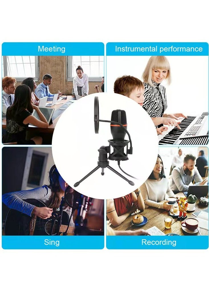 Fankalo - USB Condenser Microphone with Adjustable Desktop Tripod,RGB Light,HIFI Sound Quality - Image 1