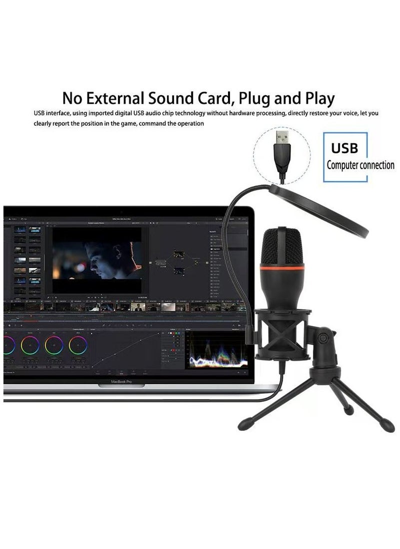 Fankalo - USB Condenser Microphone with Adjustable Desktop Tripod,RGB Light,HIFI Sound Quality - Image 1