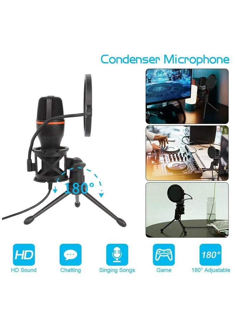 Fankalo - USB Condenser Microphone with Adjustable Desktop Tripod,RGB Light,HIFI Sound Quality - Image 1