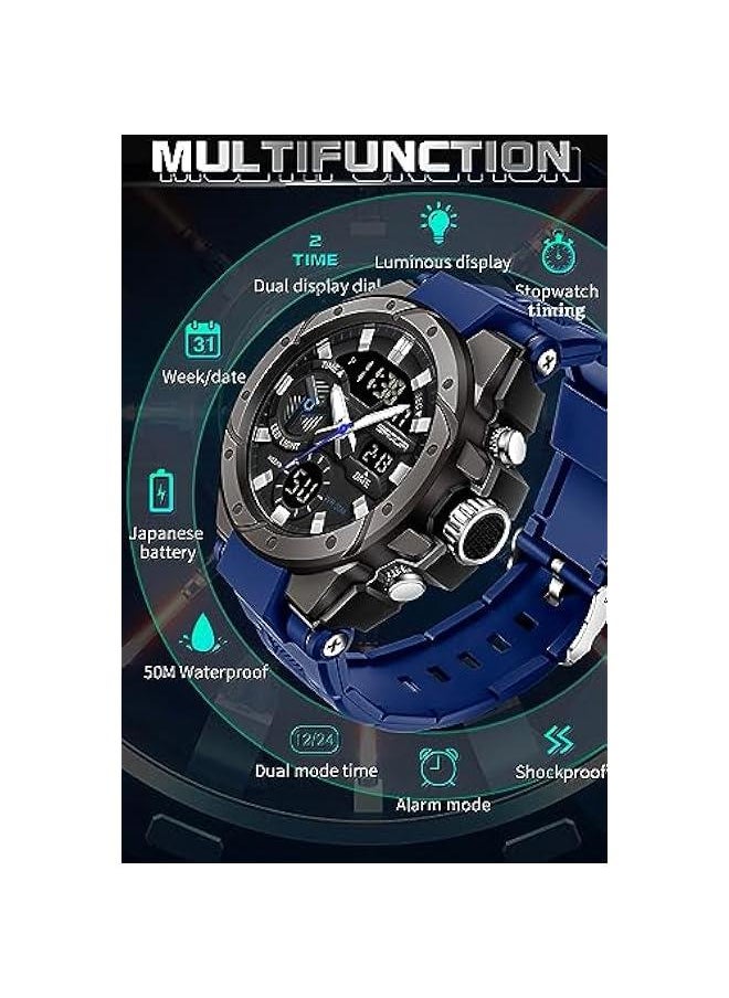 Mens Digital Analog Watches for Men, Men's Sports Outdoor Watch Military Tactical Big Face Wristwatch with Alarm Water Shock Resistant Date Dual Display Stopwatch - pzsku/Z29739CB36C6FE071DF6EZ/45/_/1739792294/c22e7088-466c-429a-bf7f-cb1de74bf5c7