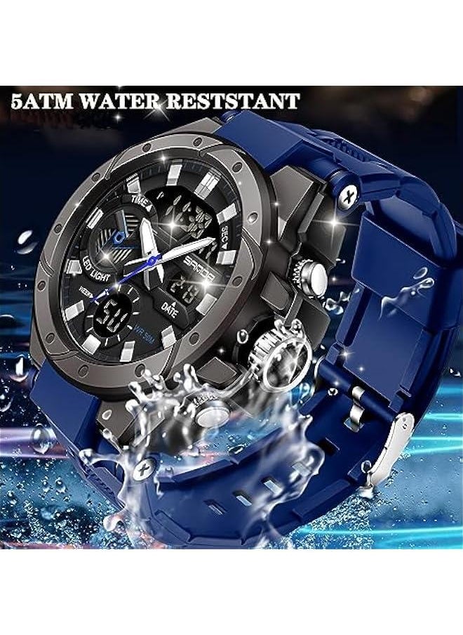 Mens Digital Analog Watches for Men, Men's Sports Outdoor Watch Military Tactical Big Face Wristwatch with Alarm Water Shock Resistant Date Dual Display Stopwatch - pzsku/Z29739CB36C6FE071DF6EZ/45/_/1739792325/8717cd3e-846d-4446-bb57-e4517b8c289f