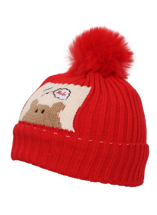 FabSeasons Kid's Acrylic Skull Cap (HK73red_Red_3 Years-8 Years) - Image 5