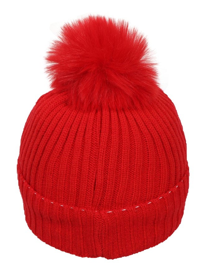 FabSeasons Kid's Acrylic Skull Cap (HK73red_Red_3 Years-8 Years) - Image 2