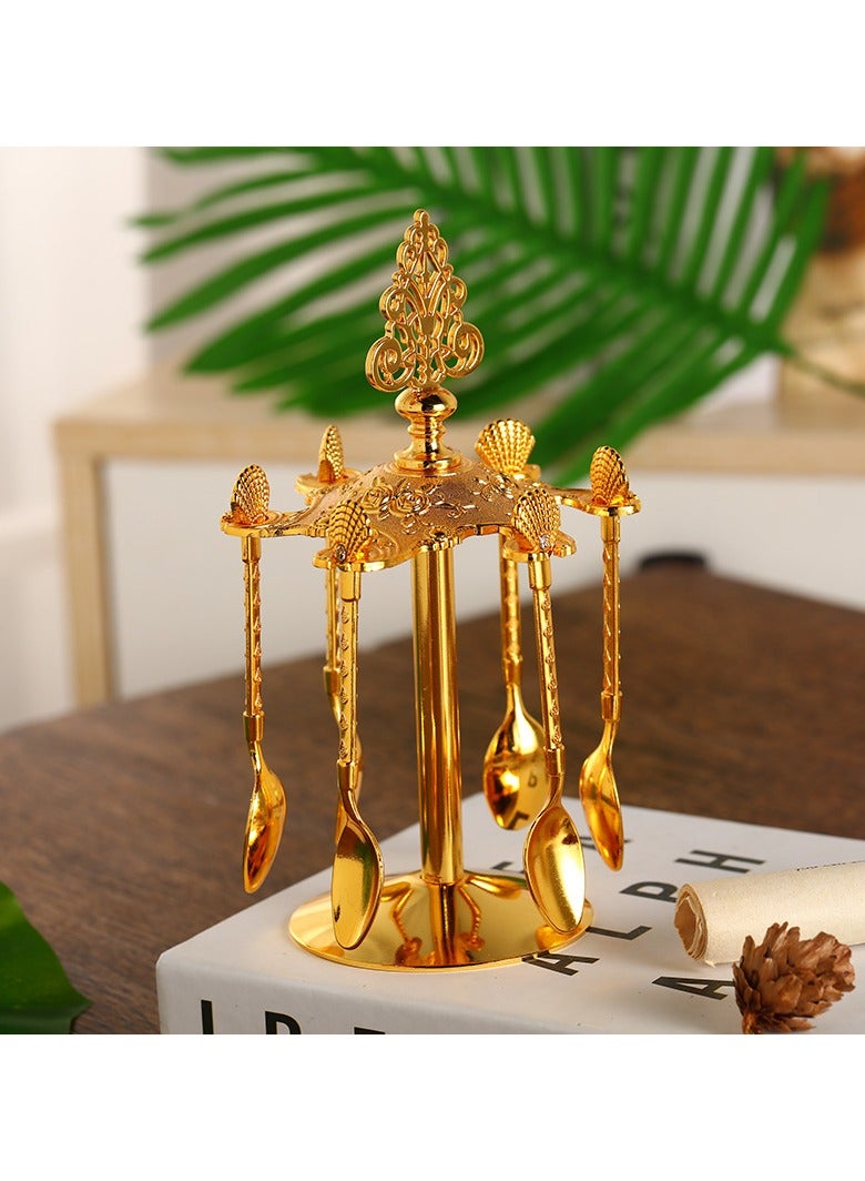 عام طقم رف تخزين ملاعق القهوة بتصميم أوروبي ريترو، قطعة أنيقة من الحرف المعدنية لحفظ أدوات المائدة والملاعق في المطبخ. - Image 1