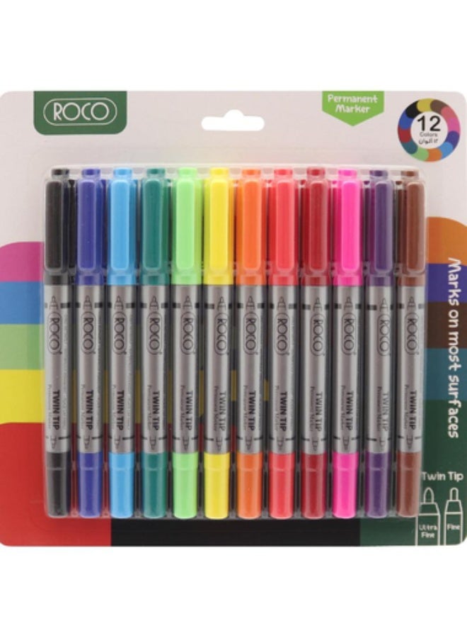 ROCO Permanent Marker 1 - 4 mm/0.3 mm Double Point Assorted Color - Image 1