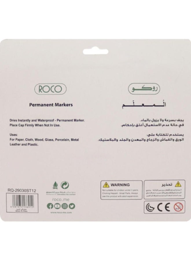 ROCO Permanent Marker 1 - 4 mm/0.3 mm Double Point Assorted Color - Image 2