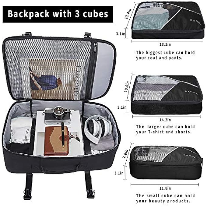 BANGE حقيبة ظهر للسفر لليلة واحدة سعة 40 لتر معتمدة من FAA حقيبة عطلة محمولة - Image 2
