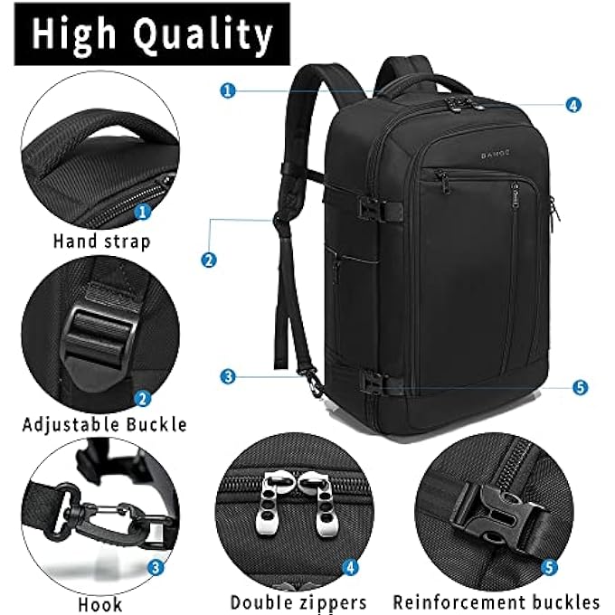 BANGE حقيبة ظهر للسفر لليلة واحدة سعة 40 لتر معتمدة من FAA حقيبة عطلة محمولة - Image 3