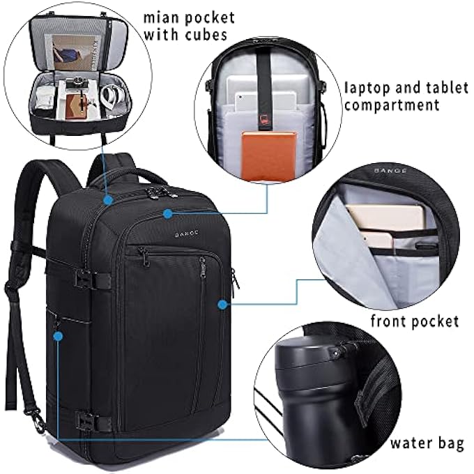 BANGE حقيبة ظهر للسفر لليلة واحدة سعة 40 لتر معتمدة من FAA حقيبة عطلة محمولة - Image 4