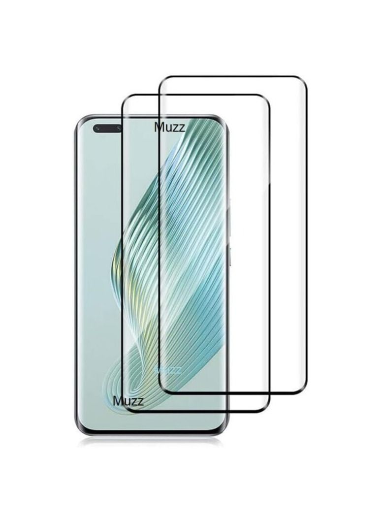 Muzz For Honor Magic5 Pro Screen Protector, Full Curved Tempered Glass [Full Adhesive][Full Coverage] [Bubble-Free] [Anti Scratch] HD Clear High Responsive for Honor Magic 5 Pro Black (2 Pack)