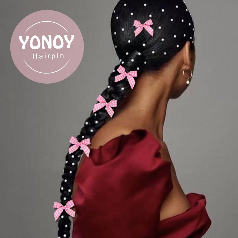 YONOY 60Pcs Mini Cute plaid Bow Hair Clips for Women Girls,Small Hair Clips Solid Color Hair Ribbon Alligator Clips Barrettes Pins Metal Y2kHair Accessories - Image 2