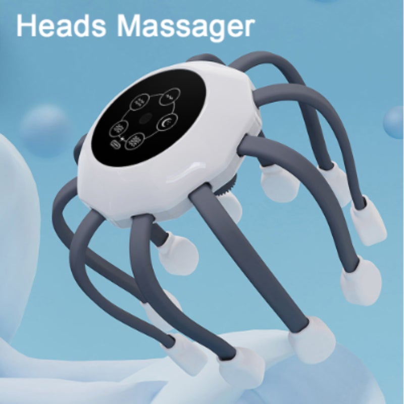 Electric scalp massager 5-mode portable rechargeable head massager, red light hair care to relax and decompress 10 independent massage heads 360-degree full coverage, single-button start 900mAh battery 15-minute timing - Image 2