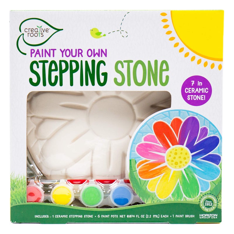 Creative Roots Mosaic Flower Garden Stepping Stone Kit Includes 7Inch Ceramic Stone 6 Vibrant Paints DIY Stepping Stone Kit for Kids Ages 6 - Image 2