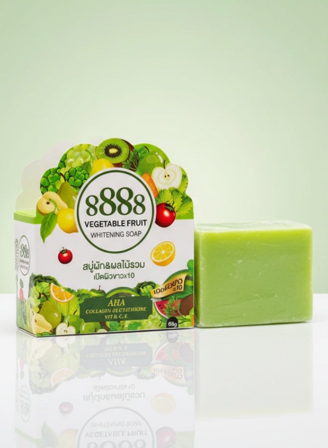 888 توتال وايت صابونة 8888 لتفتيح البشرة بالخضروات والفواكه 80 جم صابونة طبيعية لتفتيح وترطيب الوجه والجسم - Image 1