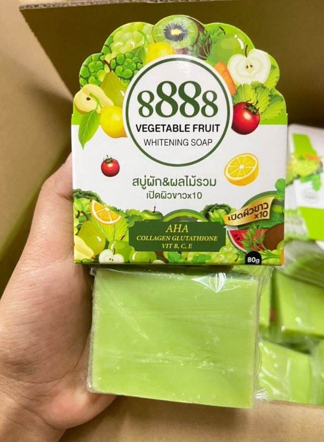888 توتال وايت صابونة 8888 لتفتيح البشرة بالخضروات والفواكه 80 جم صابونة طبيعية لتفتيح وترطيب الوجه والجسم - Image 2