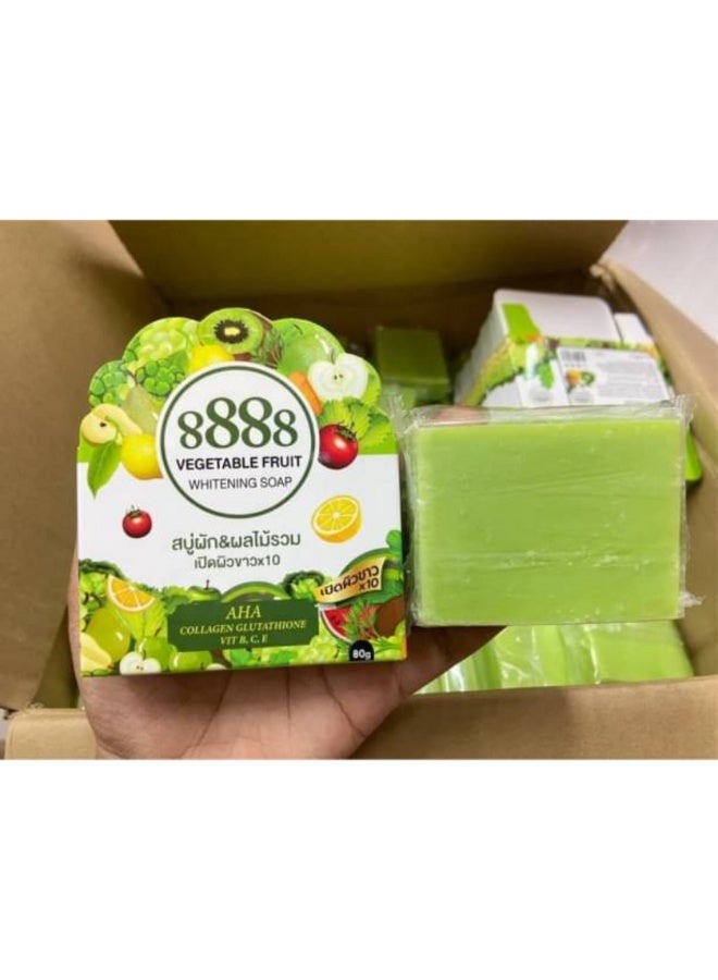 888 توتال وايت صابونة 8888 لتفتيح البشرة بالخضروات والفواكه 80 جم صابونة طبيعية لتفتيح وترطيب الوجه والجسم - Image 3