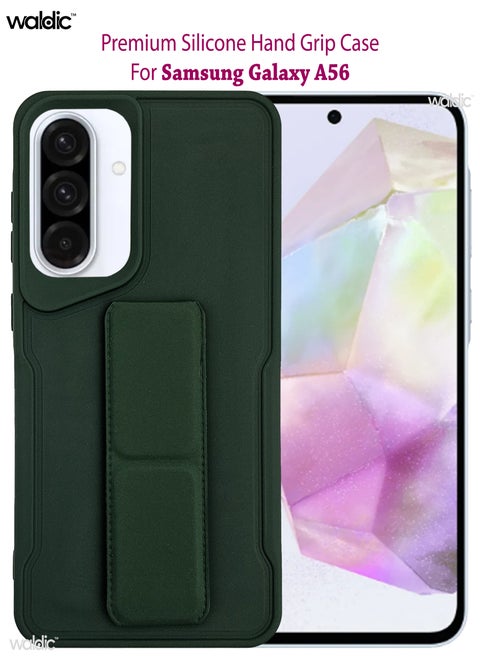 Samsung Galaxy A56 HAND HOLDER | Premium Silicone Magnetic Hand Grip Case Cover Designed for Samsung Galaxy A56 | Samsung Galaxy A56 Case Camera and Drop Protection Thin Protective Back Cover Case for Samsung Galaxy A56 - Green