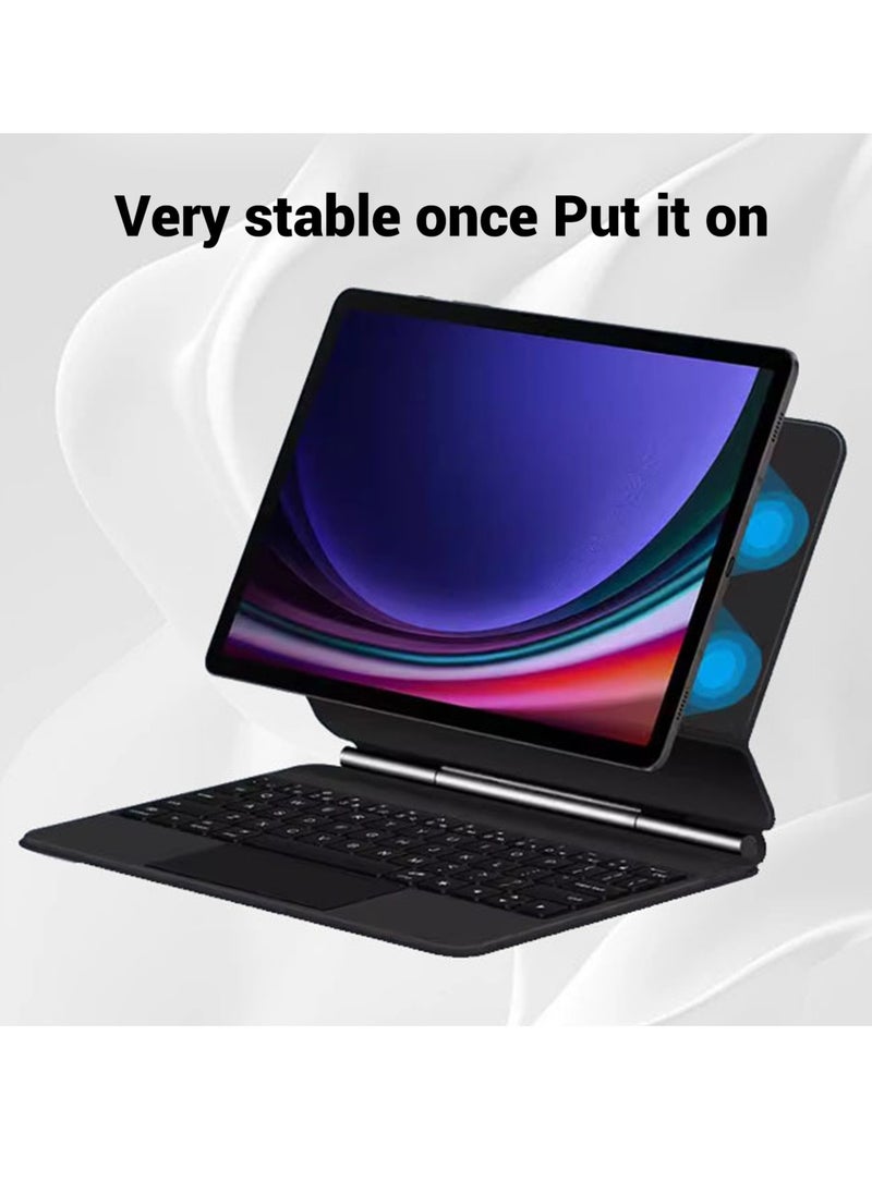 Magnetic Keyboard Case for Galaxy Tab S7 S8 S9 S9FE Floating Cantilever Stand Keyboard Case with Multi Touch Trackpad Pencil Holder