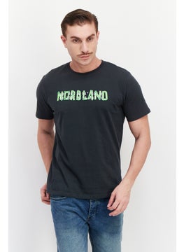 Nordland Men Crew Neck Short Sleeve Brand Logo T-Shirt, Dark Grey  - Image 1