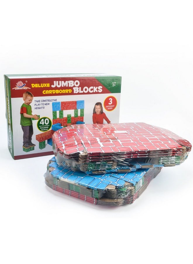 EP EXERCISE N PLAY Cardboard Building Block, Exercise N Play 40pcs Extra-Thick Jumbo Giant Building Blocks in 3 Sizes for Kids  - Image 5