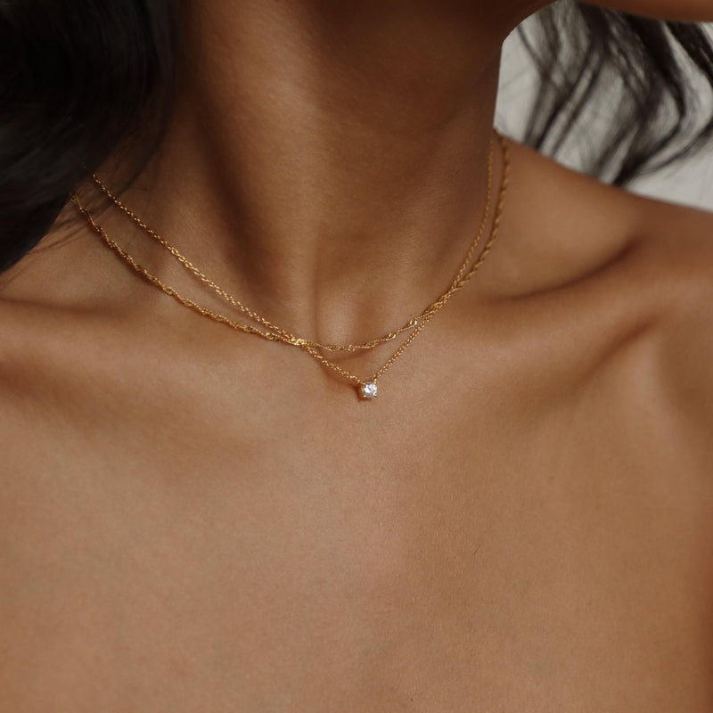Treasure Bender Gold Necklace for Women Trendy - 14K Gold Plated Layered CZ Necklace Dainty Gold Pendant Choker Chain Necklaces Waterproof Non Tarnish Jewelry for Women Gifts - Image 3