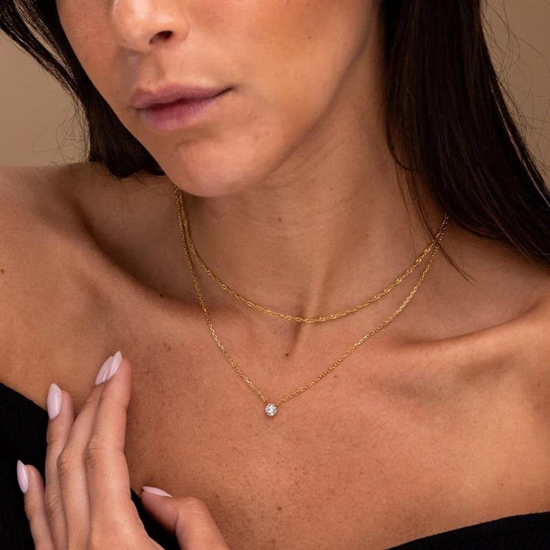 Treasure Bender Gold Necklace for Women Trendy - 14K Gold Plated Layered CZ Necklace Dainty Gold Pendant Choker Chain Necklaces Waterproof Non Tarnish Jewelry for Women Gifts - Image 4