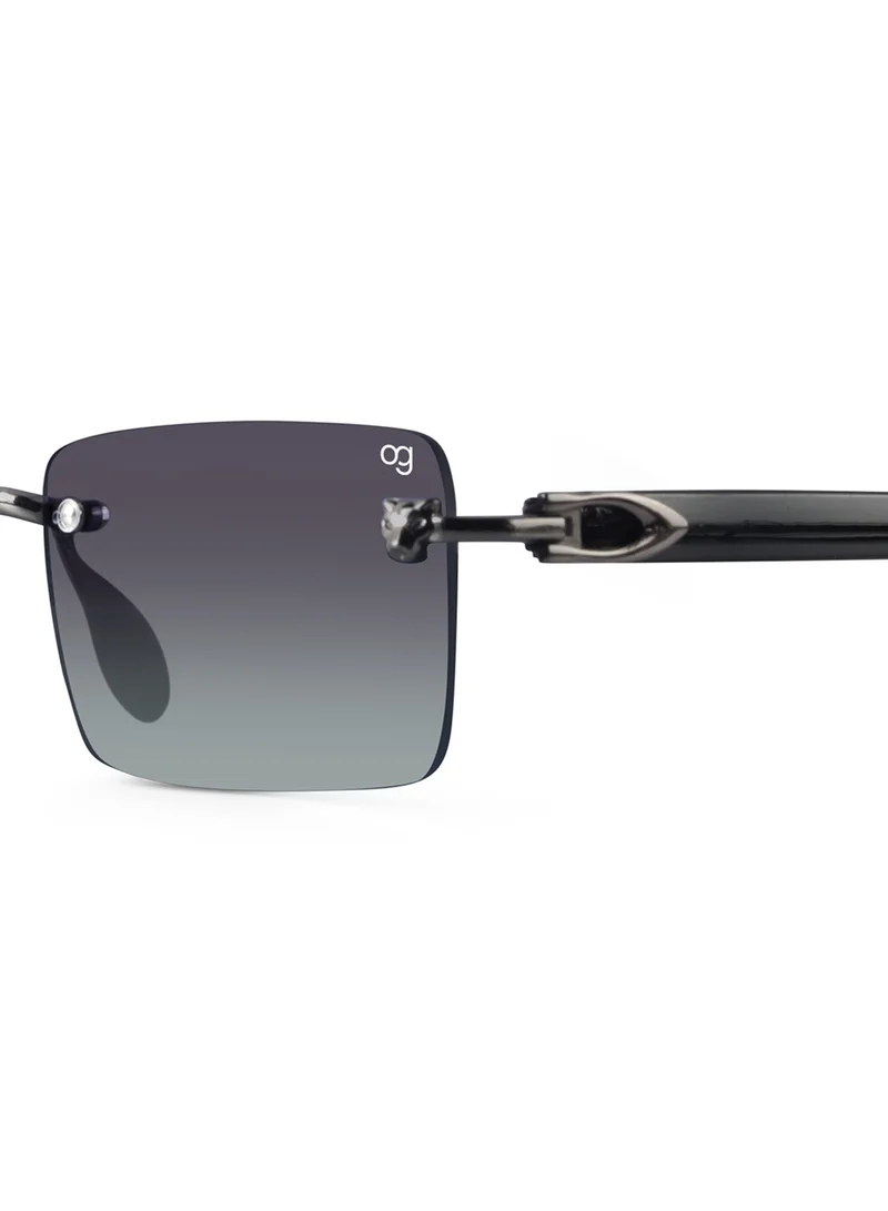 Woggles Xylo Green Rimless Rectangle Sunglasses |Men & Women|100% UV Protection