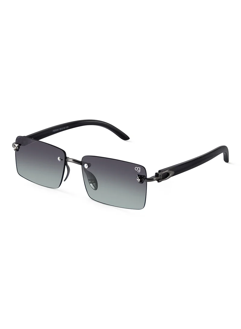 Woggles Xylo Green Rimless Rectangle Sunglasses |Men & Women|100% UV Protection