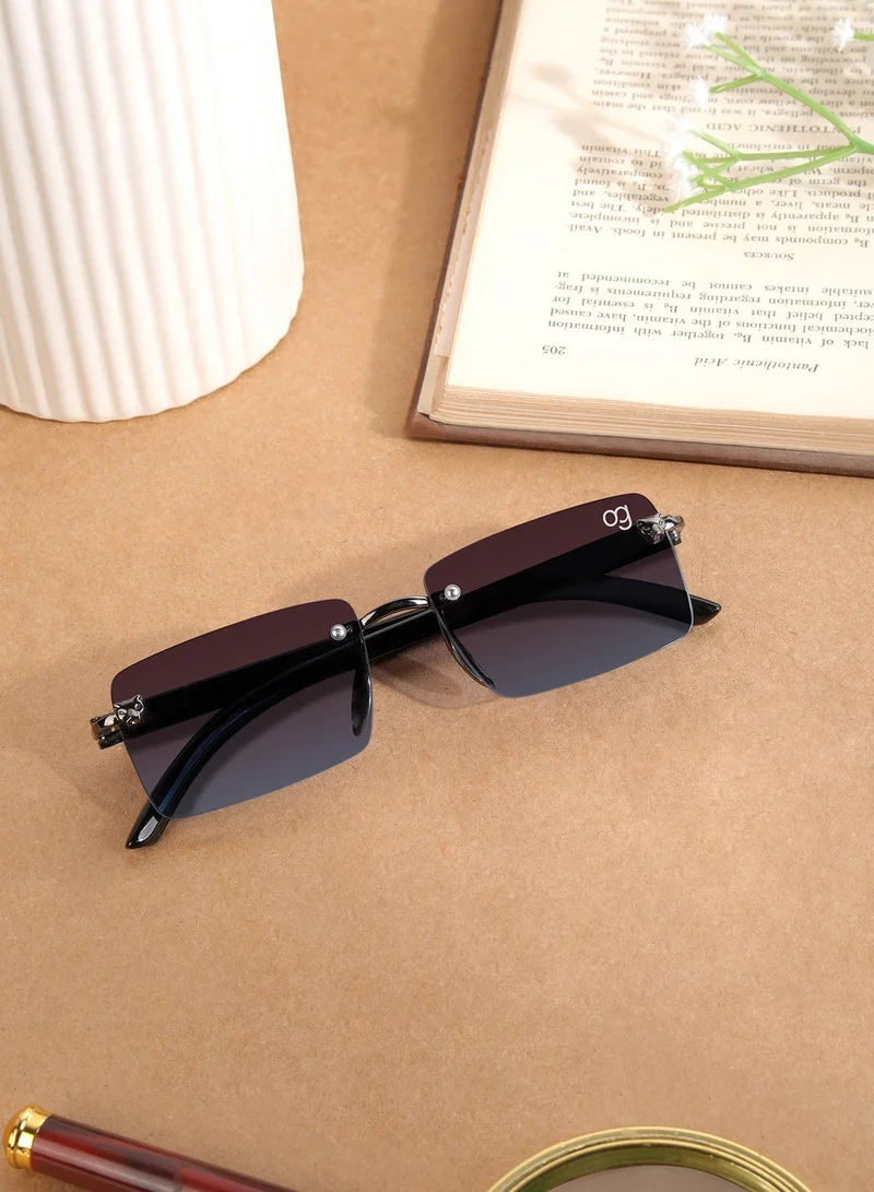 Woggles Rimless Rectangle Sunglasses |Men &amp; Women|100% UV Protection
