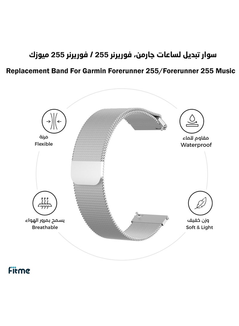 FITME Stainless Steel Replacement Band For Garmin Forerunner 965 / Forerunner 955 / Forerunner 945 / Forerunner 935 / Forerunner 745 / Forerunner 255 / Epix 2 / Approach S70 / S62 / S60 - (22mm) - Image 1