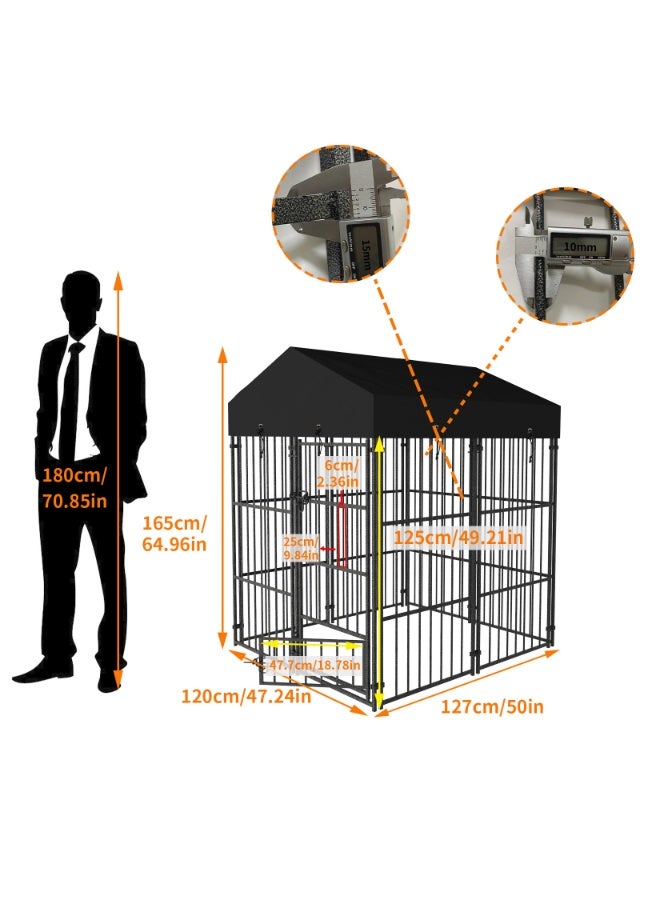 WISFOR Outdoor Dog Kennel Crate: Black Heavy Duty Metal Pet House Cage Wire Outside Walk in Chicken Run Cage Coop with UV-Resistant Waterproof Canopy Roof Cover and Stakes Pet Cage for Duck Cat Rabbit - Image 2
