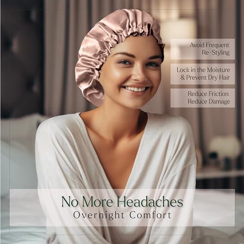 Silvr Bear Satin Satin Bonnet for Women | Sleeping Cap for Women | Scrunchies Satin | Best Gift for Sister, Friend, Mom | Same Colors AS PIC (Bonnet Taupe + Black) - Image 2