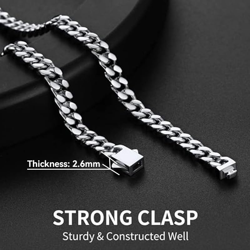 ChainsHouse Stainless Steel Mens Cuban Link Chain, Miami Cuban Chain Necklace for Men, 5mm Wide Hip Hop Mens Jewelry, 22" - Image 3
