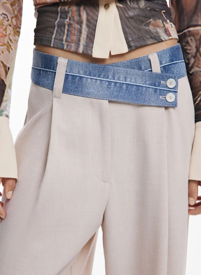 DESIGUAL light beige Hybrid long pants for Women | Best Price UAE