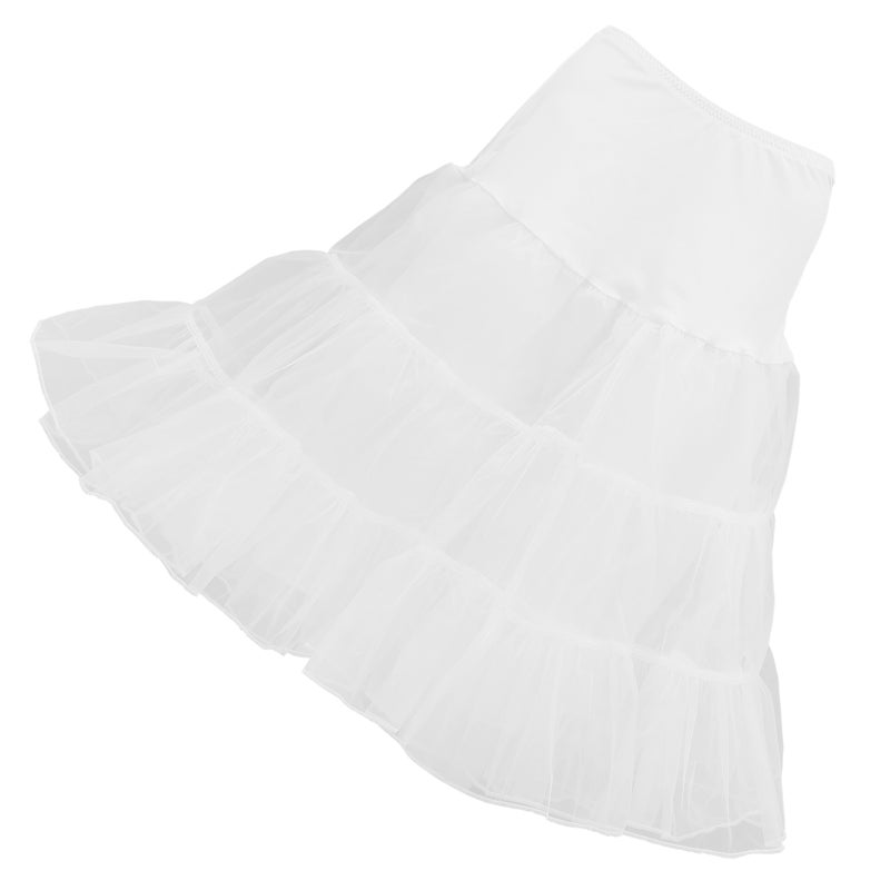 Hoopless Short Skirt Fancy Tutu Petticoat Skirt Dress - Size S- (White) - Image 1