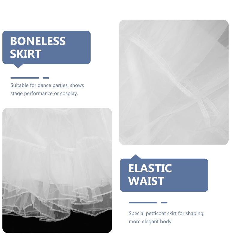 Hoopless Short Skirt Fancy Tutu Petticoat Skirt Dress - Size S- (White) - Image 2
