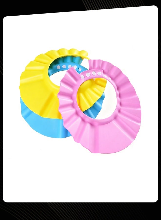 Pack of 3 Adjustable Baby Shower Caps, Soft Waterproof Hair Washing Shampoo Hat for 0‑6 Years Kids, Colourful Toddler Bathing Visor with Adjustable Strap - Image 4