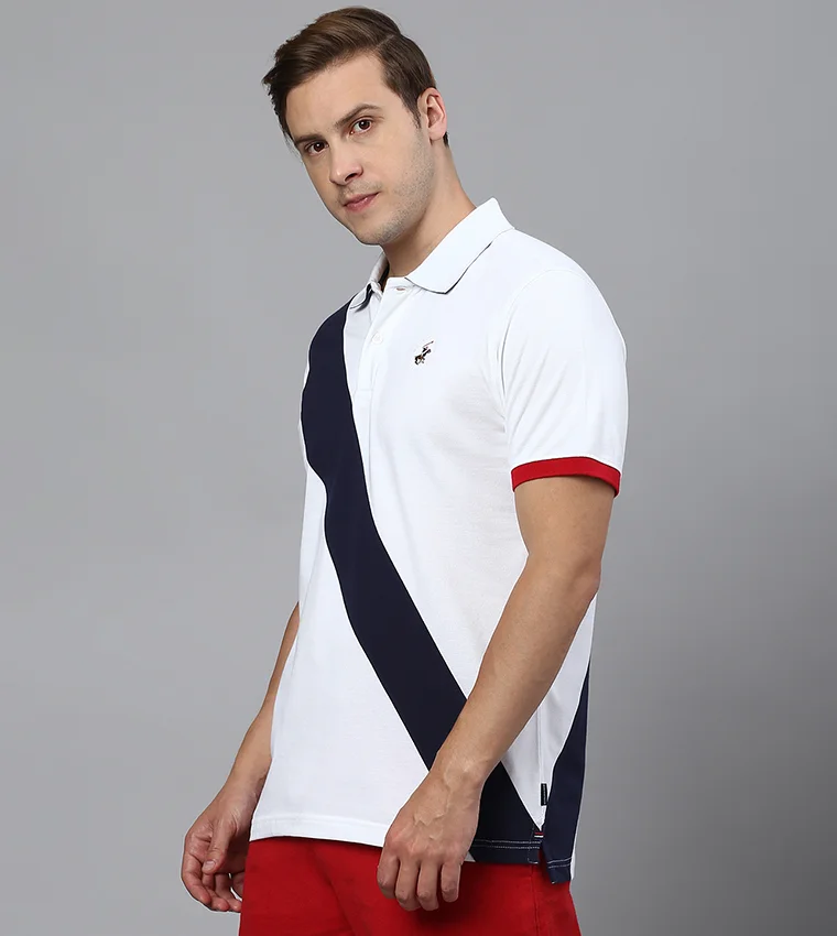 BEVERLY HILLS POLO CLUB White Regular Fit Cotton Polo T-Shirt