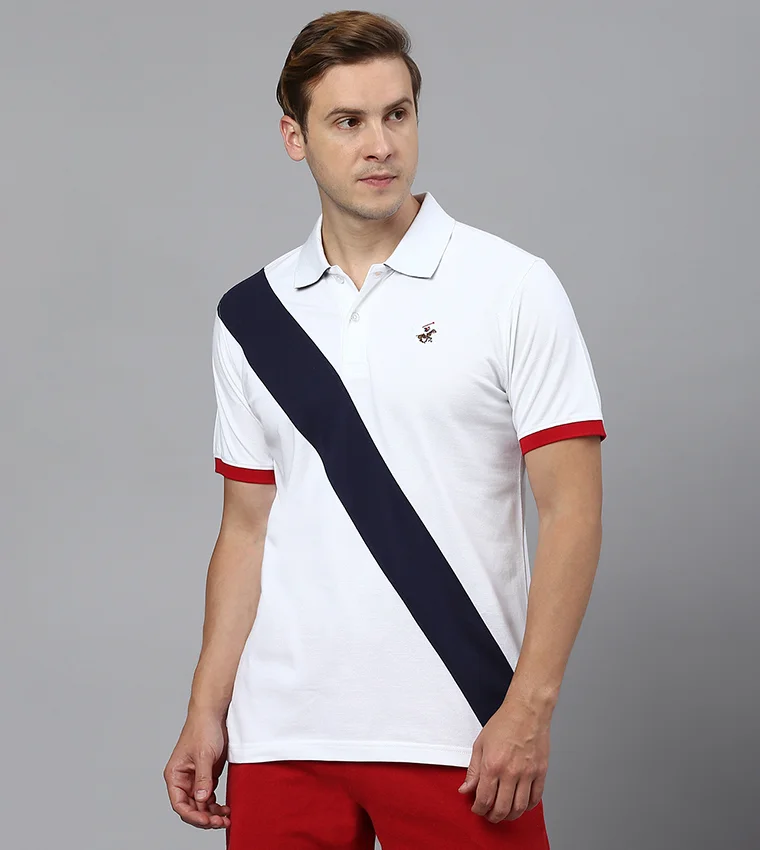 BEVERLY HILLS POLO CLUB White Regular Fit Cotton Polo T-Shirt