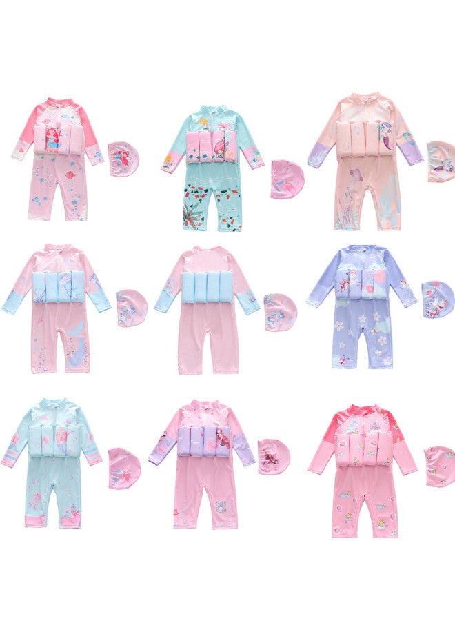 Loquat Children's Buoyancy Swimsuit Girls' One-Piece Baby Unicorn Mermaid Swimsuit Surfsuit Trendy Girls' Buoyancy Swimsuit-Color:D2391-18 Rainbow Princess- - Image 2