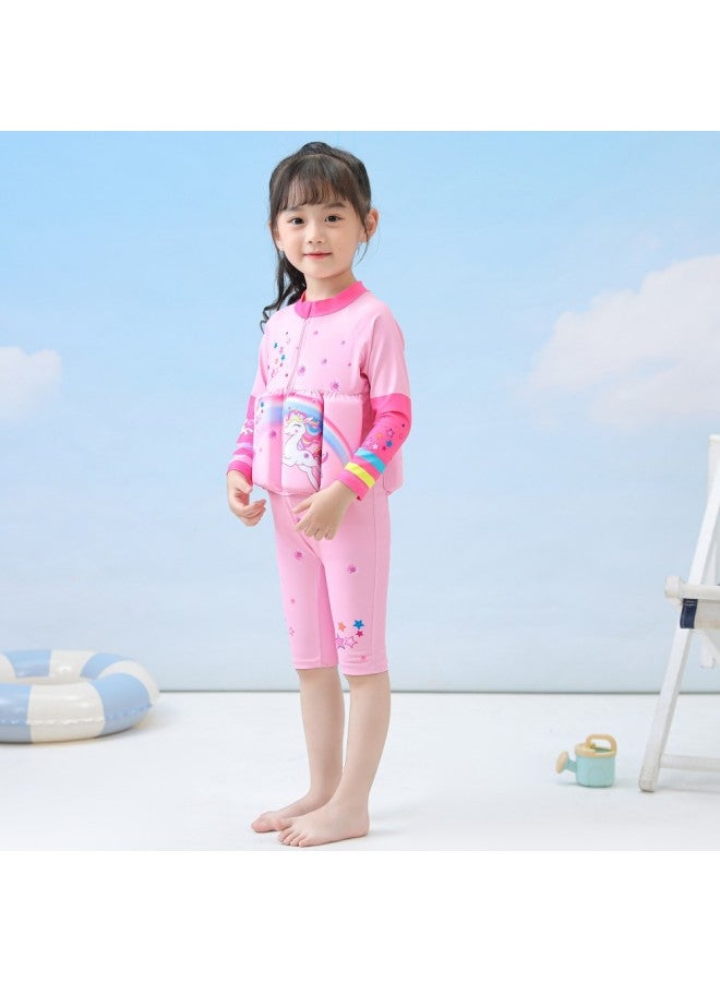 Loquat Children's Buoyancy Swimsuit Girls' One-Piece Baby Unicorn Mermaid Swimsuit Surfsuit Trendy Girls' Buoyancy Swimsuit-Color:D2391-18 Rainbow Princess- - Image 4