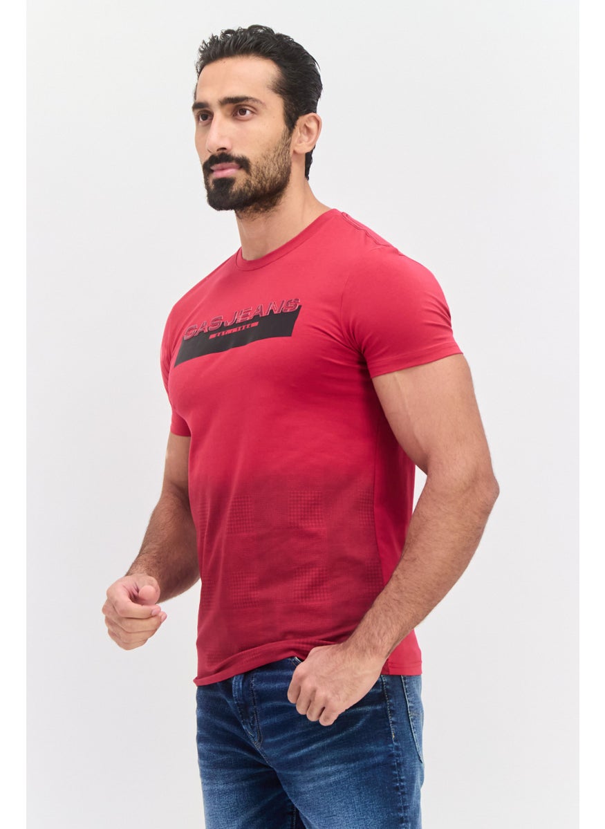 GAS Men Crew Neck Short Sleeve Graphic T-Shirt, Red  - Image 2