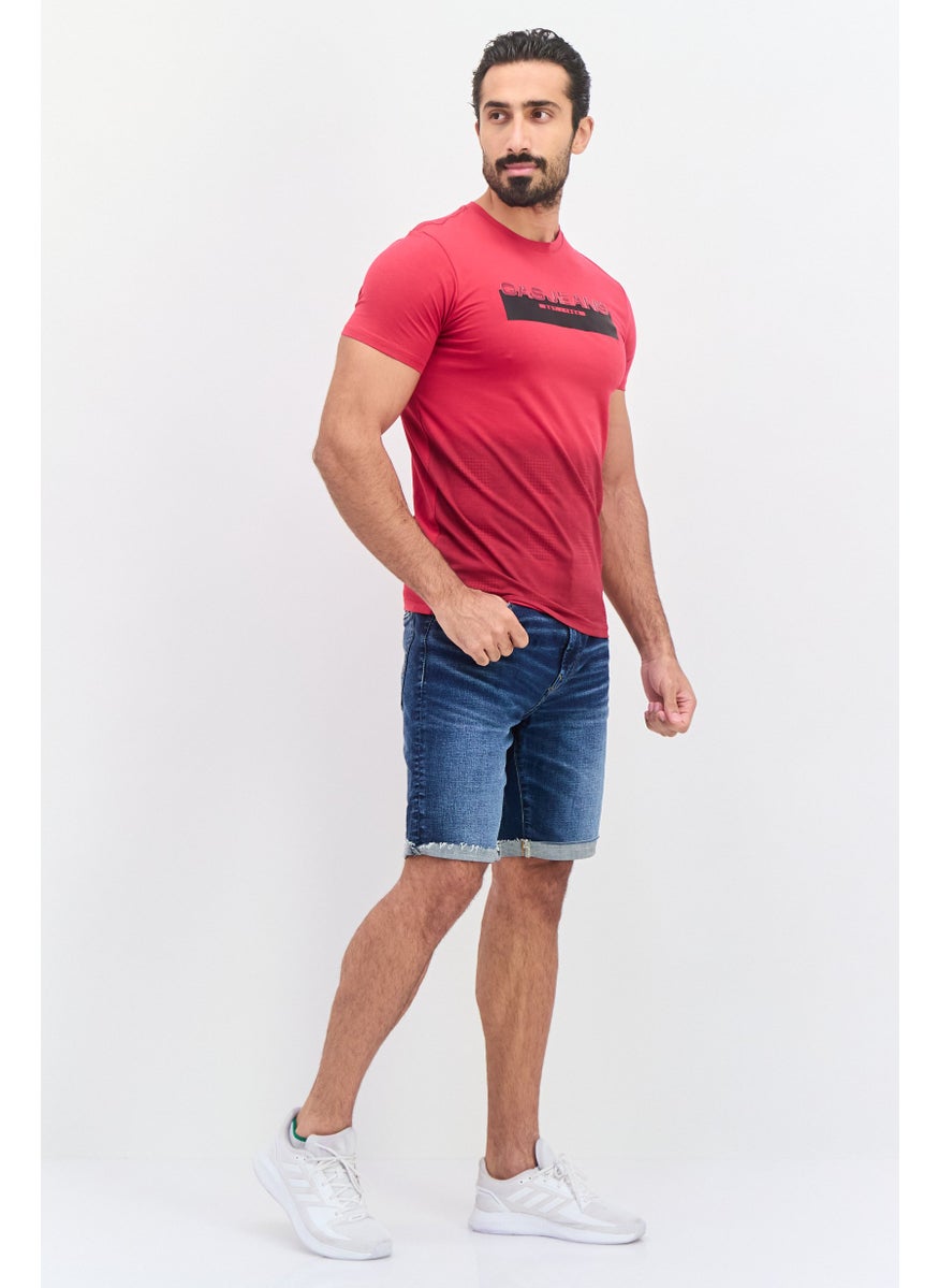 GAS Men Crew Neck Short Sleeve Graphic T-Shirt, Red  - Image 4