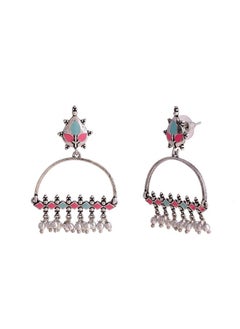 VOYLLA Bagh E Fiza Enamel Embellished Brass Earrings  - Image 3