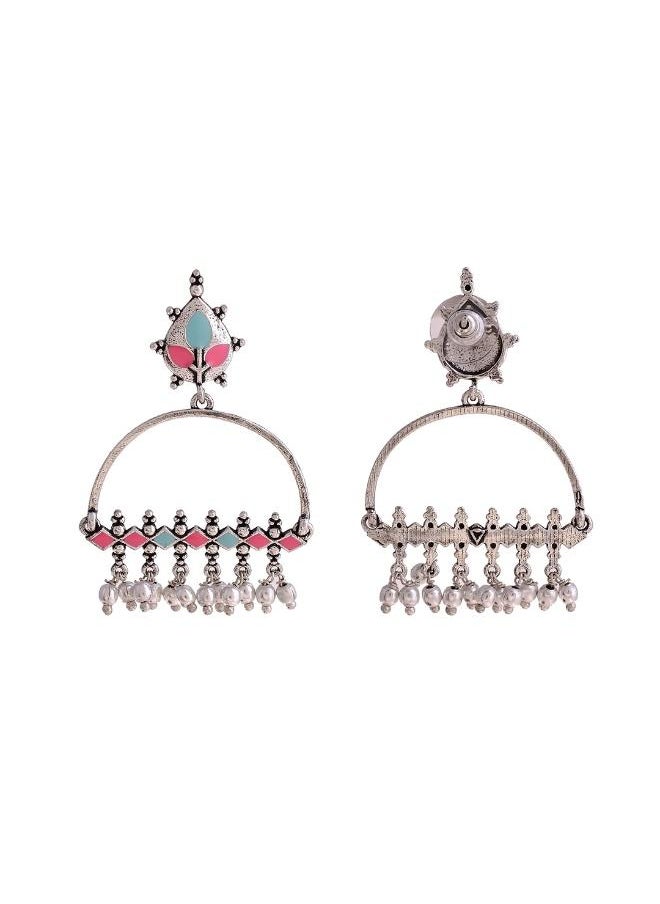 VOYLLA Bagh E Fiza Enamel Embellished Brass Earrings  - Image 4