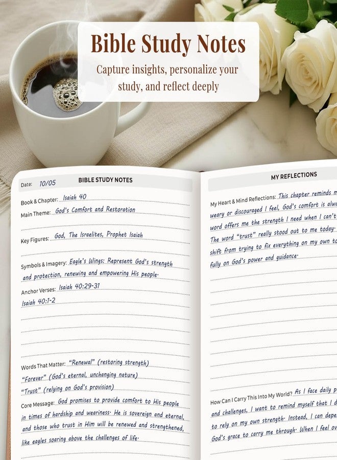 Jxselect Bible Study Journal with Bible Reading Tracker & User Guide - Ultimate Note Taking & Journaling Kit for Deep Faith Reflection - Premium Religious Gift for Women & Men - Church Notes Notebook - Image 4