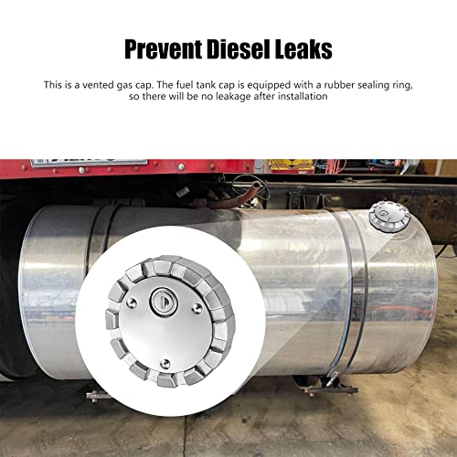 OURWILLSM 2pcs Locking Diesel Fuel Cap Compatible with Freightliner Kenworth Western Star Fuel Caps,3 1/2" Course Thread 5.5 TPI Vented Semi Truck Fuel Tank Cap with 4 Keys - Image 2