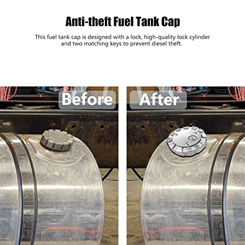 OURWILLSM 2pcs Locking Diesel Fuel Cap Compatible with Freightliner Kenworth Western Star Fuel Caps,3 1/2" Course Thread 5.5 TPI Vented Semi Truck Fuel Tank Cap with 4 Keys - Image 5