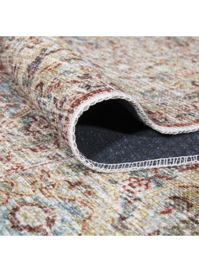 Bloom Rugs Caria Washable Non-Slip 7 ft Runner - Orange/Olive Beige Traditional Runner for Entryway, Hallway, Bathroom, and Kitchen - Exact Size: 2'6" x 7' - Image 3