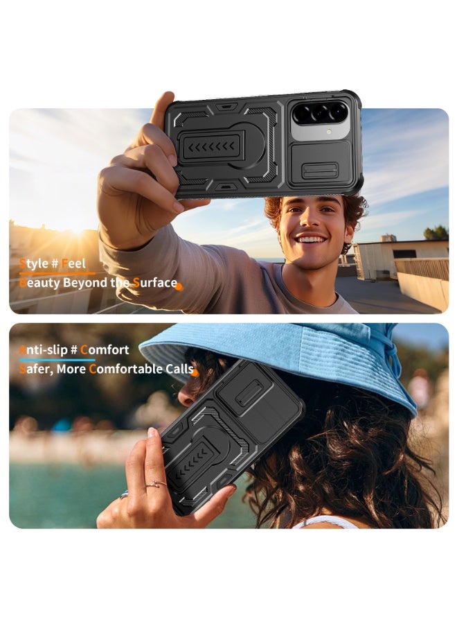 Case Cover Shock resistant  Kickstand CamShield TPU + PC Compatible with  Samsung Galaxy A56 / A36 (Black) - Image 3